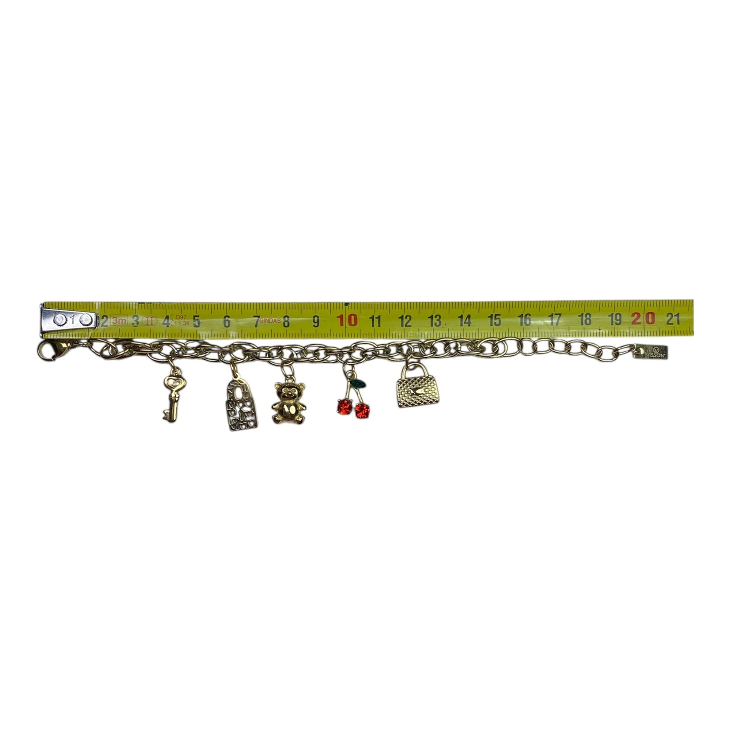 Bracciale con charm in acciaio-cilegia-orsetto