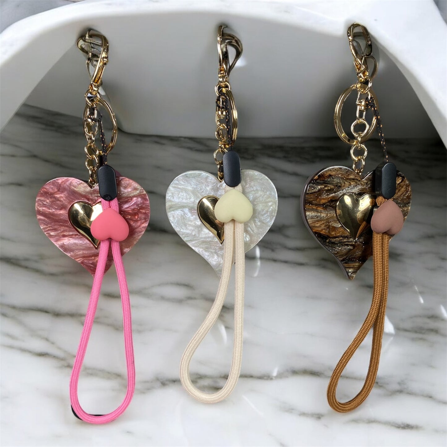 Charm portachiavi cuore in resina-accessori borse- accessori cellulare