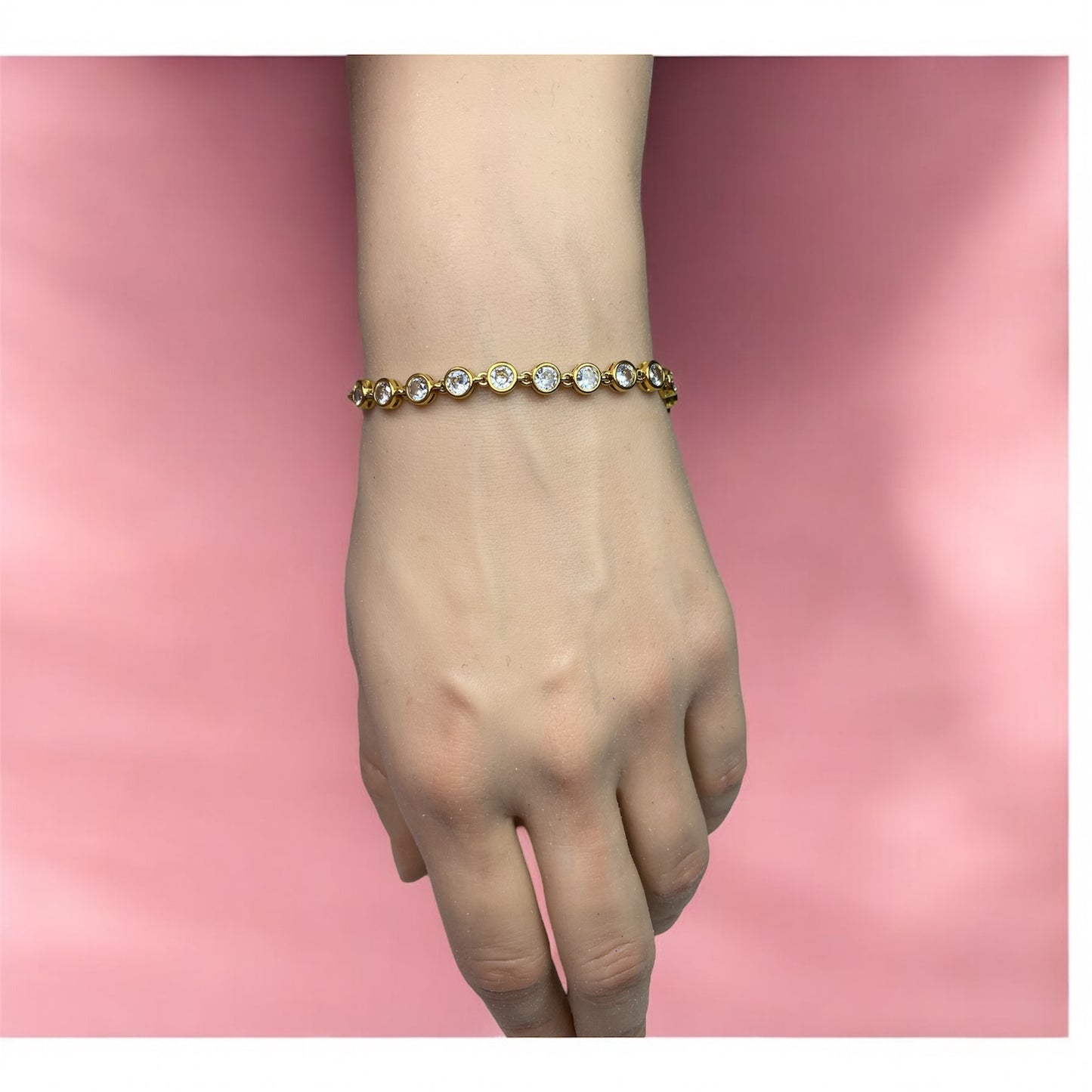 Bracciale cerchietti e zirconi acciaio