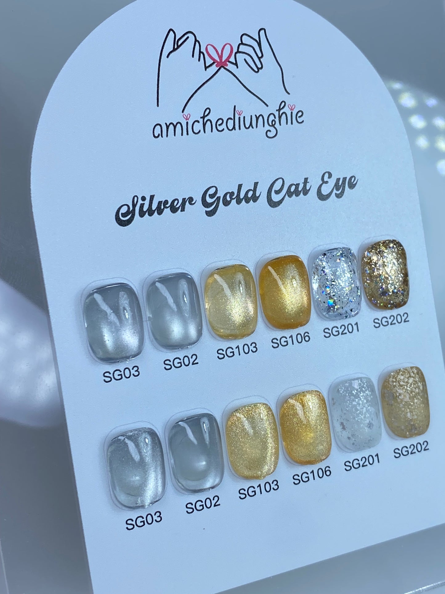 Silver & Gold cateye collection - 6pz semipermanente magnetico e glitter 15ml
