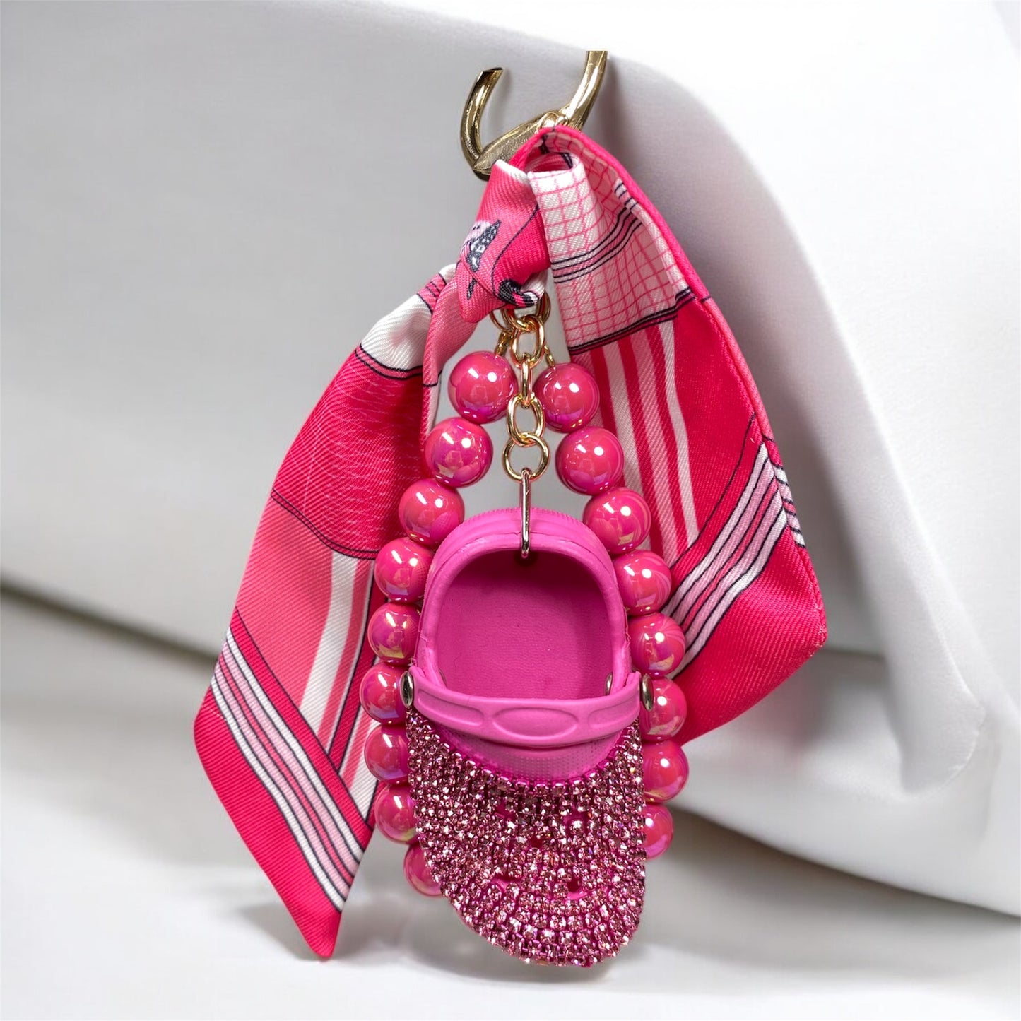 Charm portachiavi ciabattina strass e perle