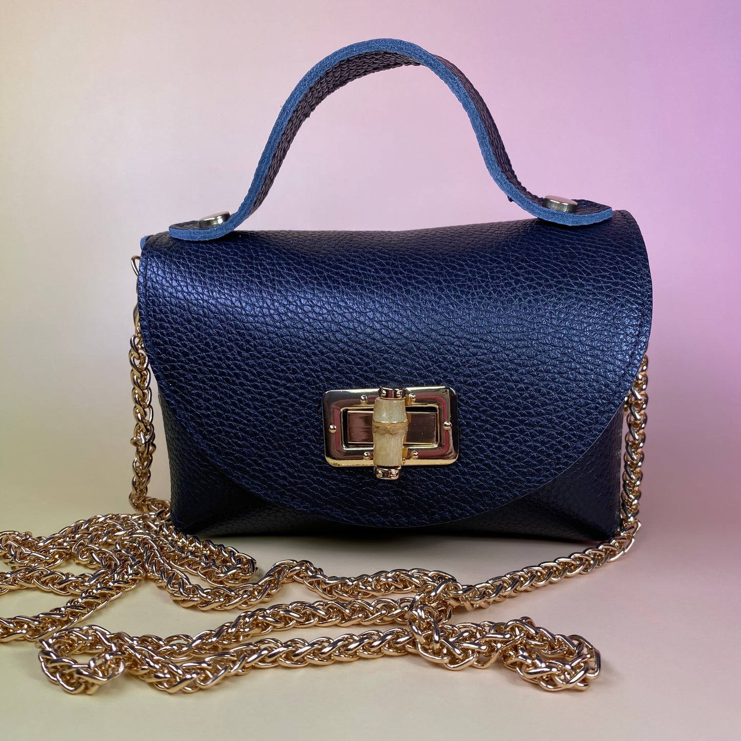 Borsa cestino con manico e tracolla-vera pelle