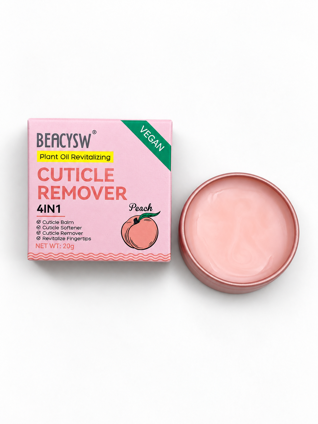 Balsamo Cuticole 4 in 1 Vegan 20 g | Cuticle Remover | Cera levigatura cuticole