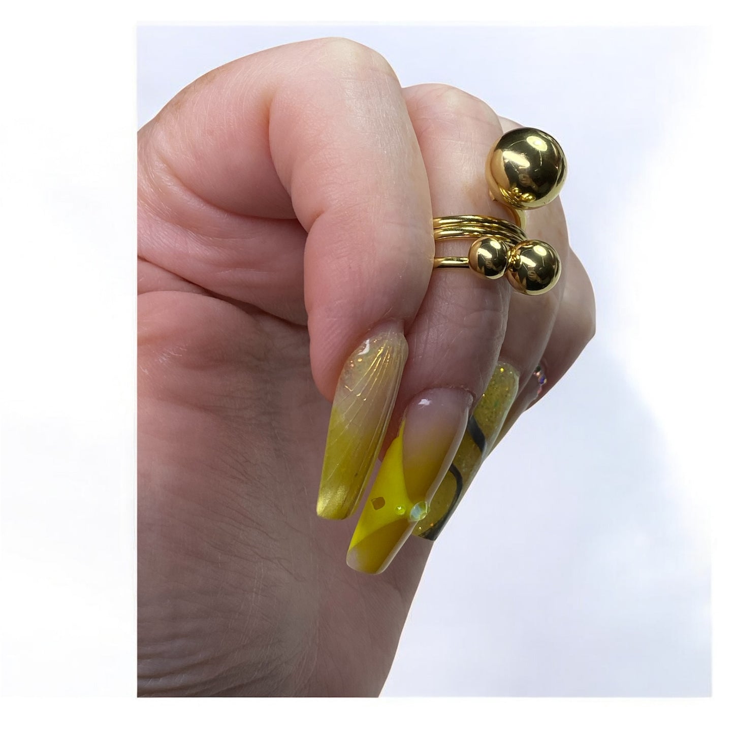 Anello 3 sfere in acciaio- misura 18 - fotografia nails