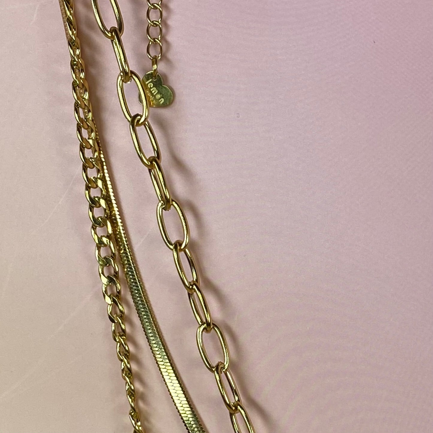 Collana 3 fili con charm cuore - acciaio jewels