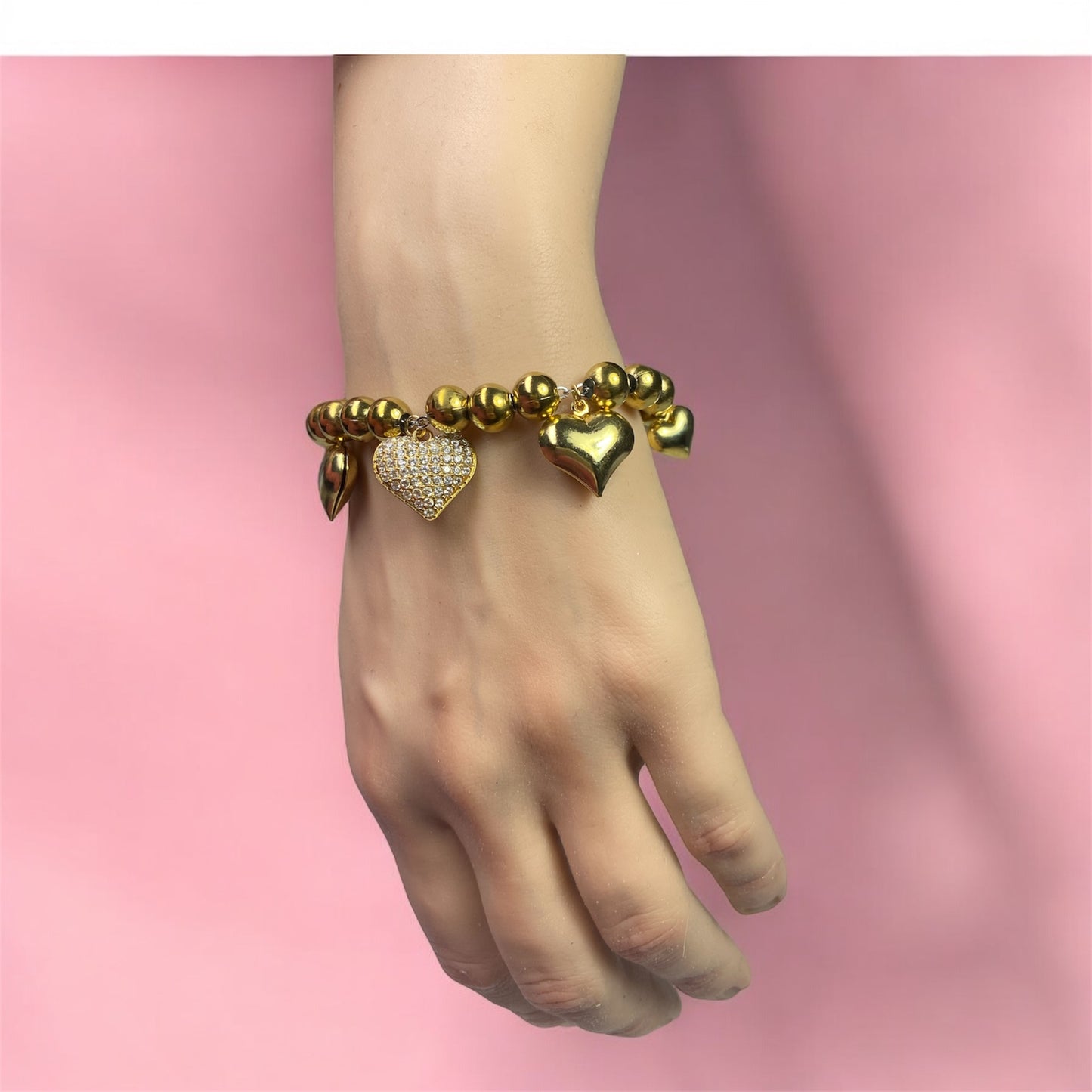 Bracciale bolle con cuori gold