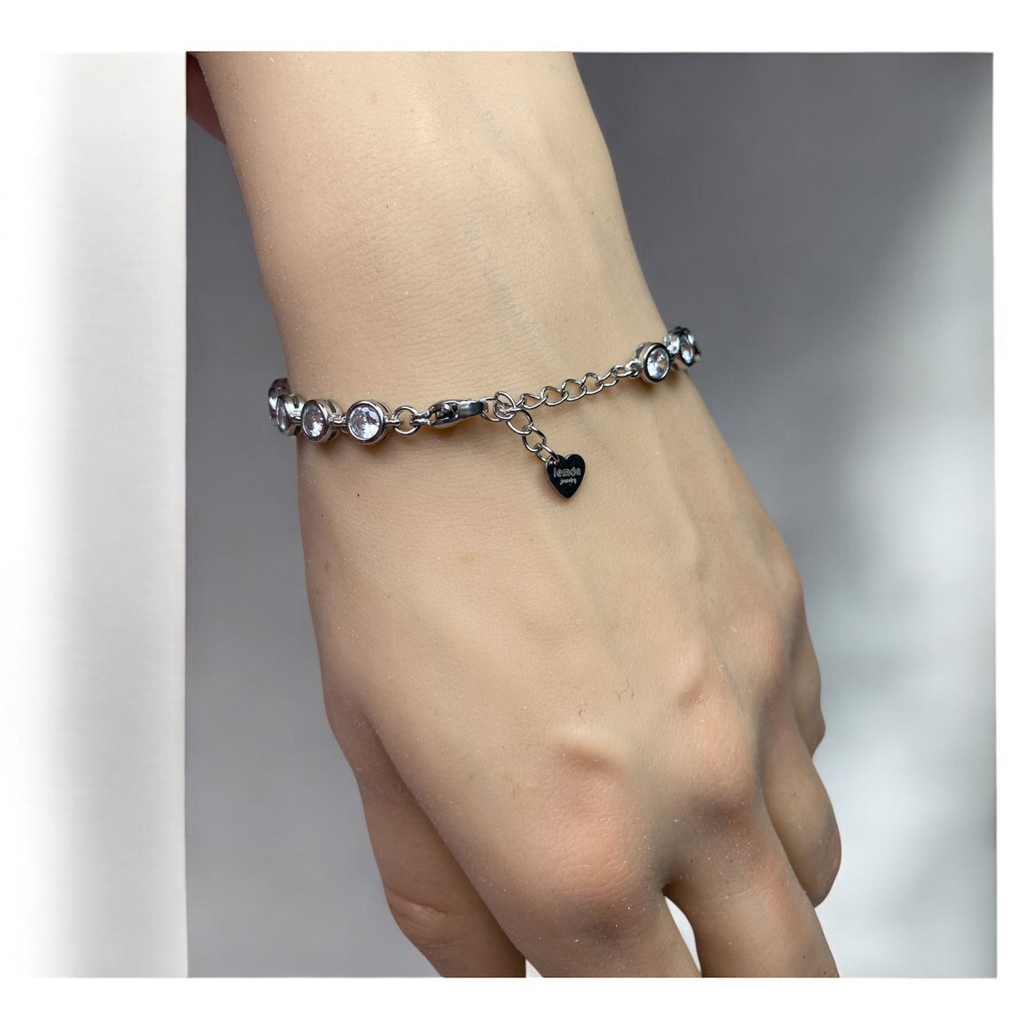 Bracciale cerchietti e zirconi acciaio
