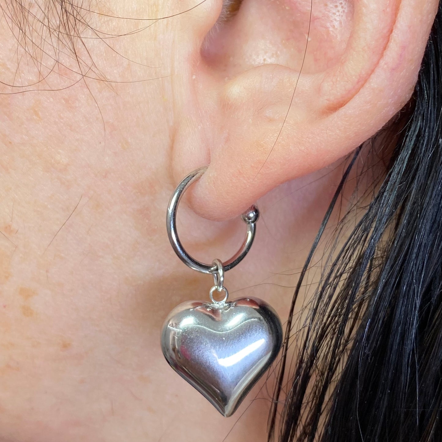 Orecchini cuore pendente- acciaio