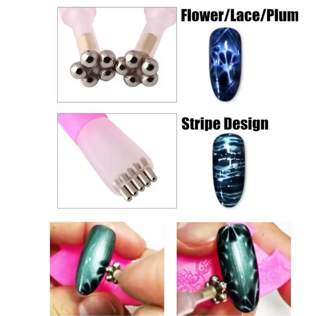 Magnete per effetti con gel CatEye - doppia figura - nailart fiore - nailart strisce