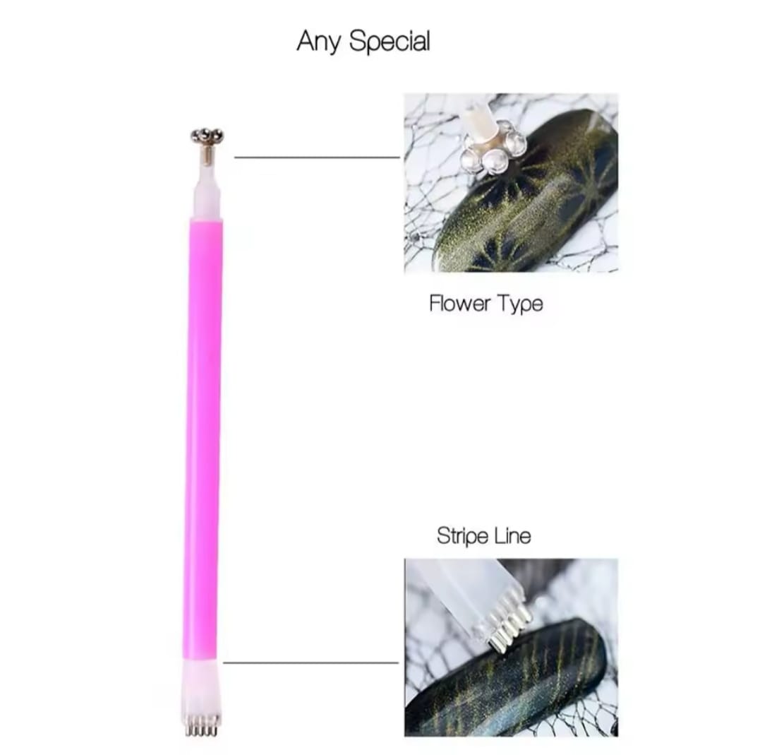 Magnete per effetti con gel CatEye - doppia figura - nailart fiore - nailart strisce