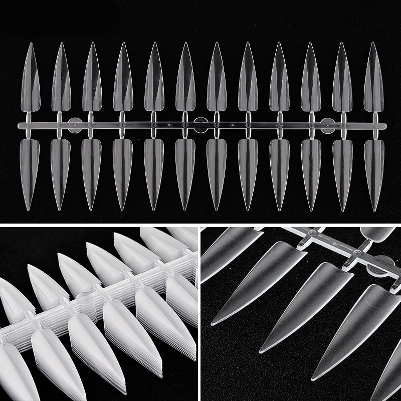Tip trasparente stiletto per esercizi nailart - unica misura - 24pz x 5 file