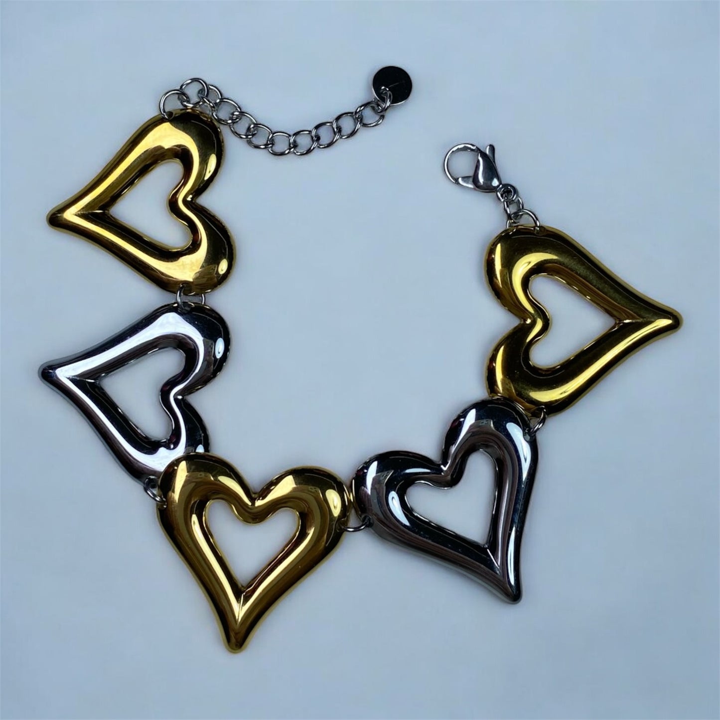 Bracciale cuore doppio colore - silver e gold