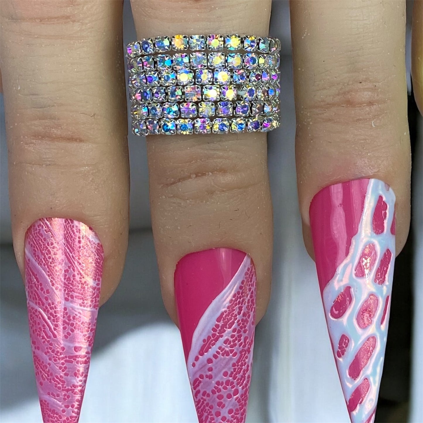 Anello elastico con strass - 6 pezzi - fotografie nails