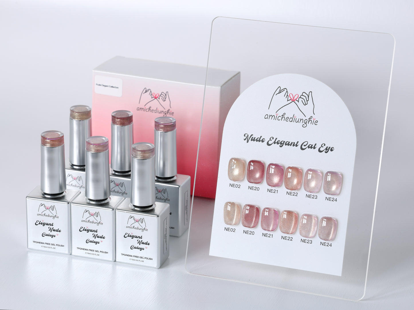 Elegant Nude Cateye Collection - 6 pz semipermanente magnetico