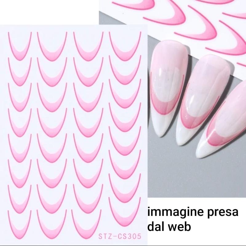 Nailart Adesivo Sticker french sfumato rosa 2 conf