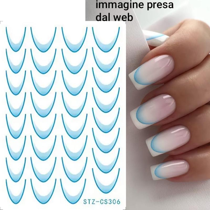 Nailart Adesivo Sticker french sfumato azzurro 2 conf