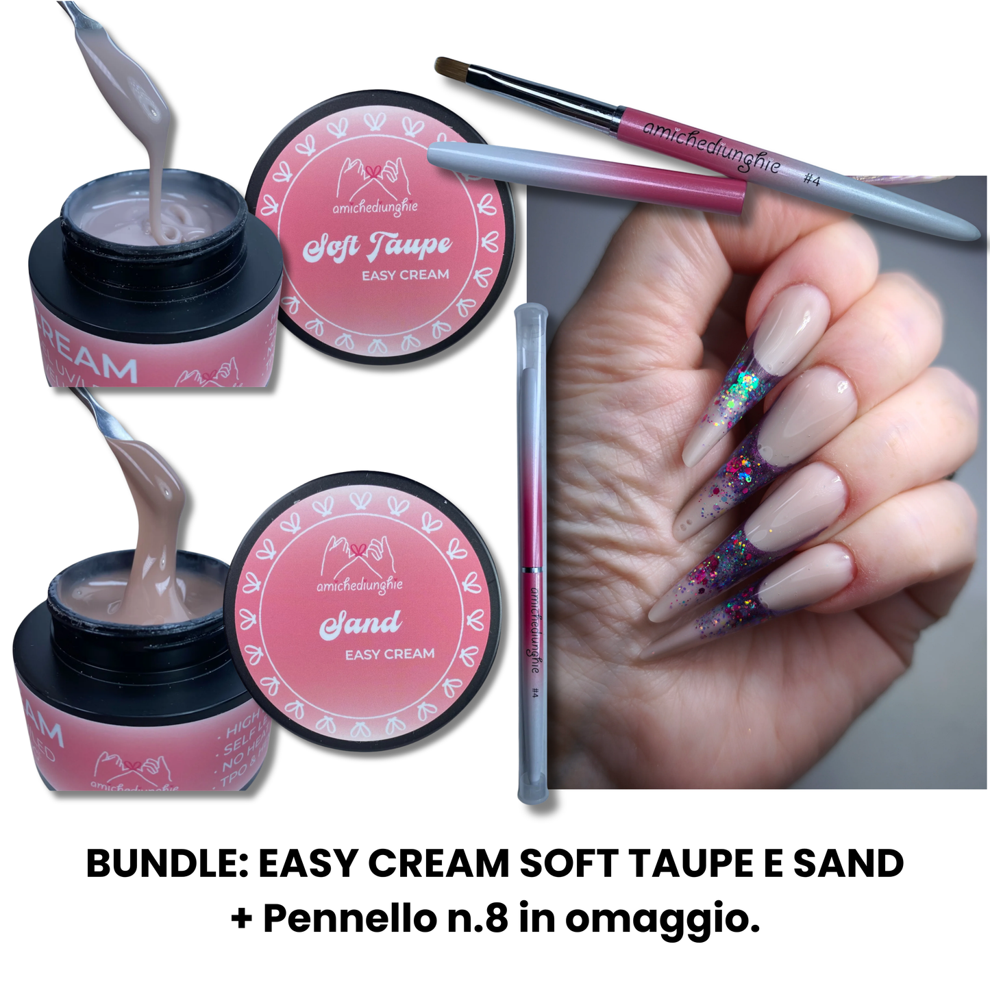 Bundle Easy Cream Soft Taupe + Sand con Pennello Gel Lingua di Gatto n.4 in Omaggio
