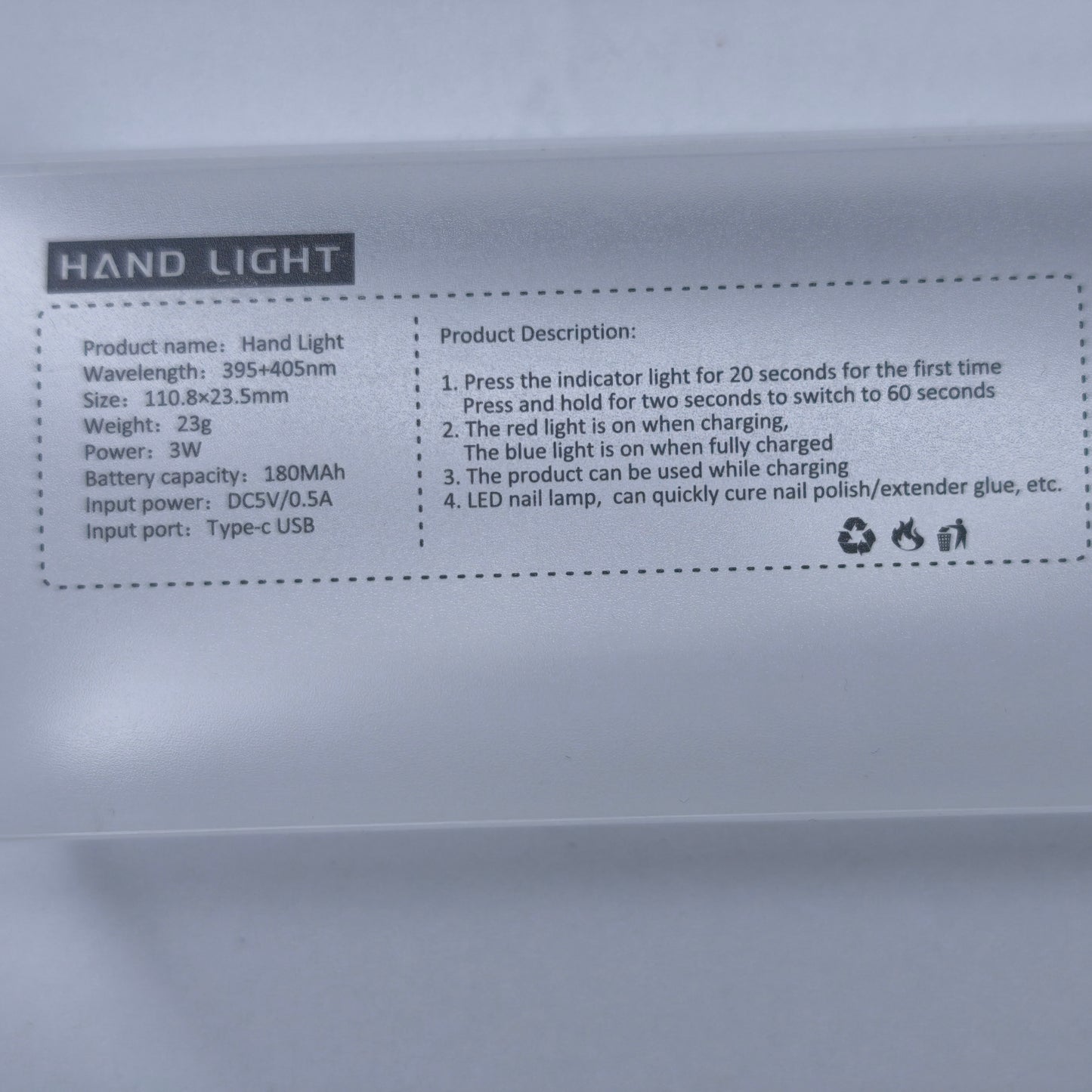Torcia UV LED 3watt ricaricabile - calamita per gel cat eye - hand lamp 3 watt