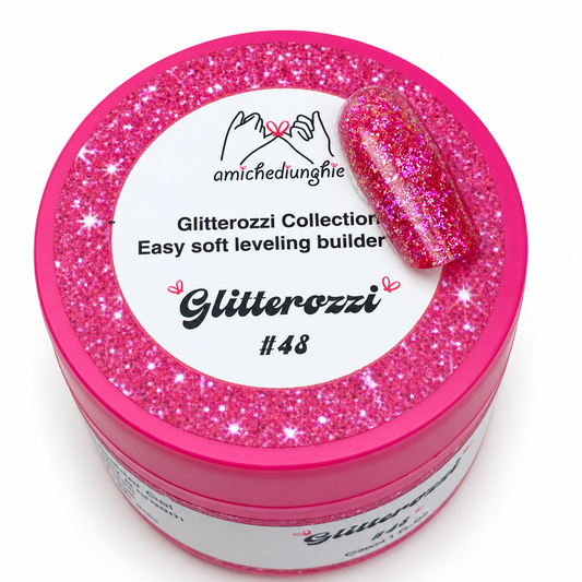 Glitterozzi #48 Builder Gel Fantasy | Gel costruttore autolivellante glitter di diverse dimensioni 30ml