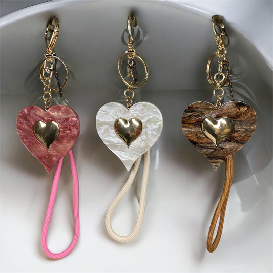 Charm portachiavi cuore in resina-accessori borse- accessori cellulare