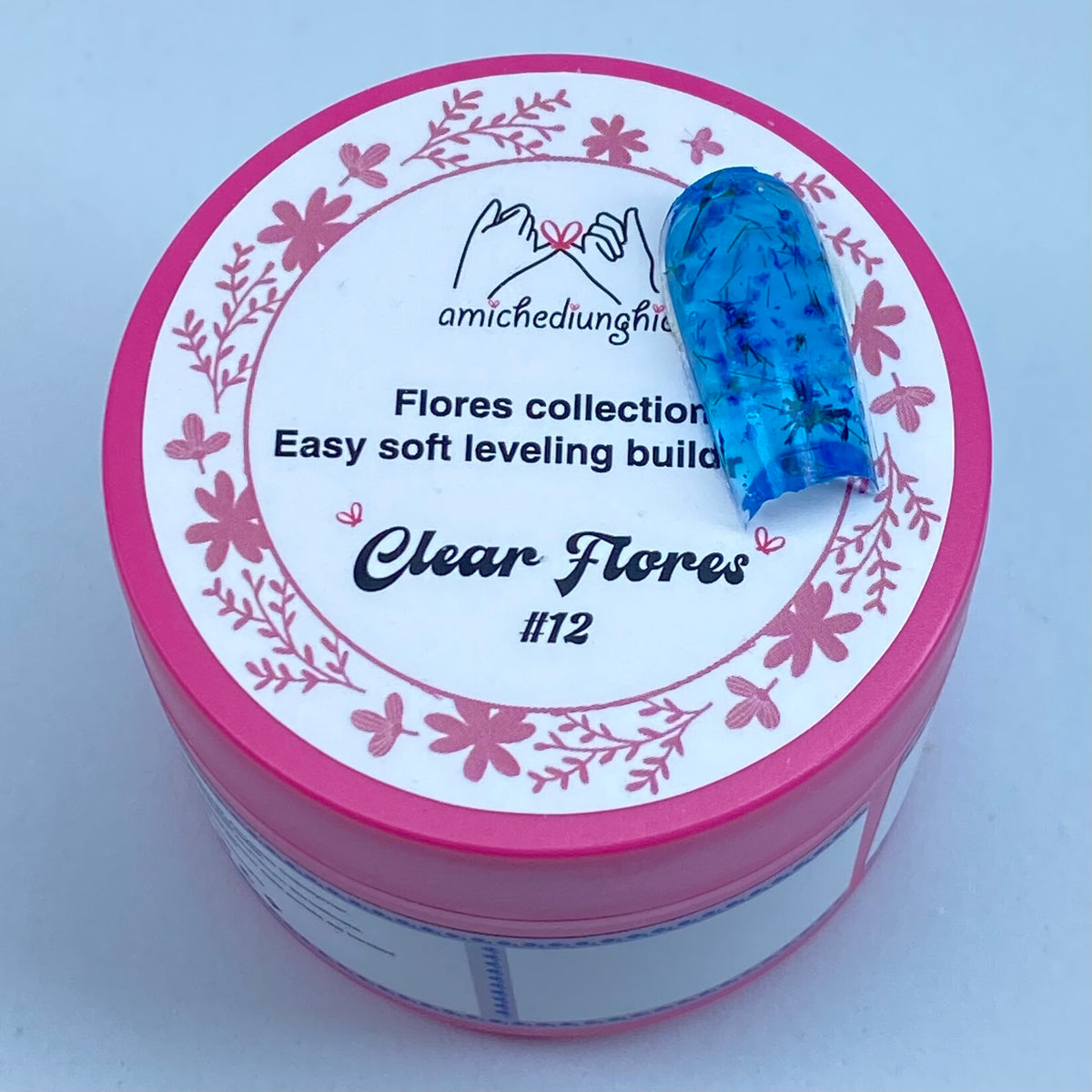 Clear Flores #12 Builder Gel Fantasy | Gel costruttore trasparente con fiori secchi 30ml