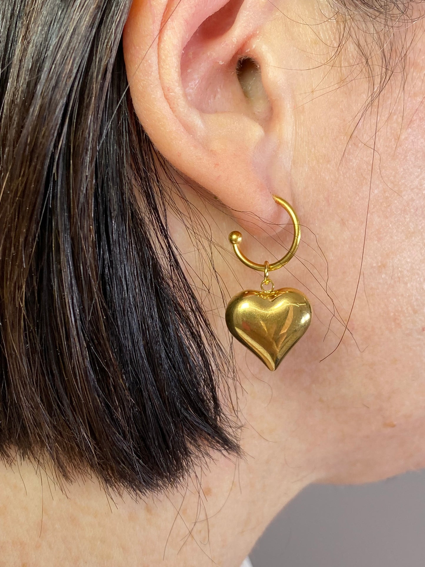 Orecchini cuore pendente- acciaio