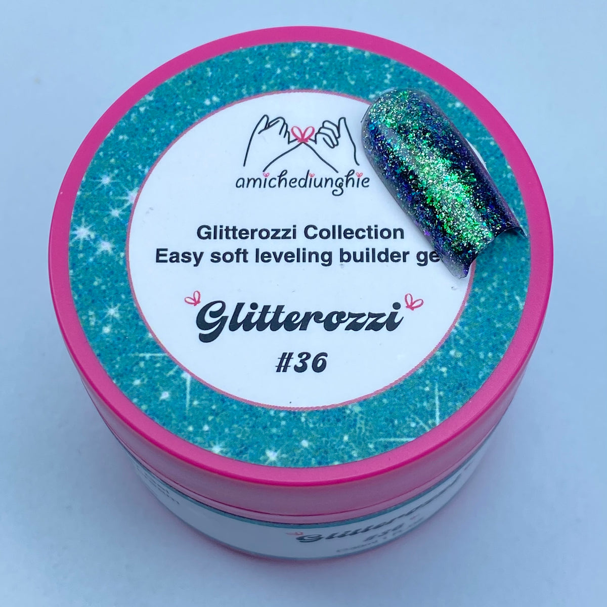 Glitterozzi #36 Builder Gel Fantasy | Gel costruttore autolivellante glitter di diverse dimensioni 30ml