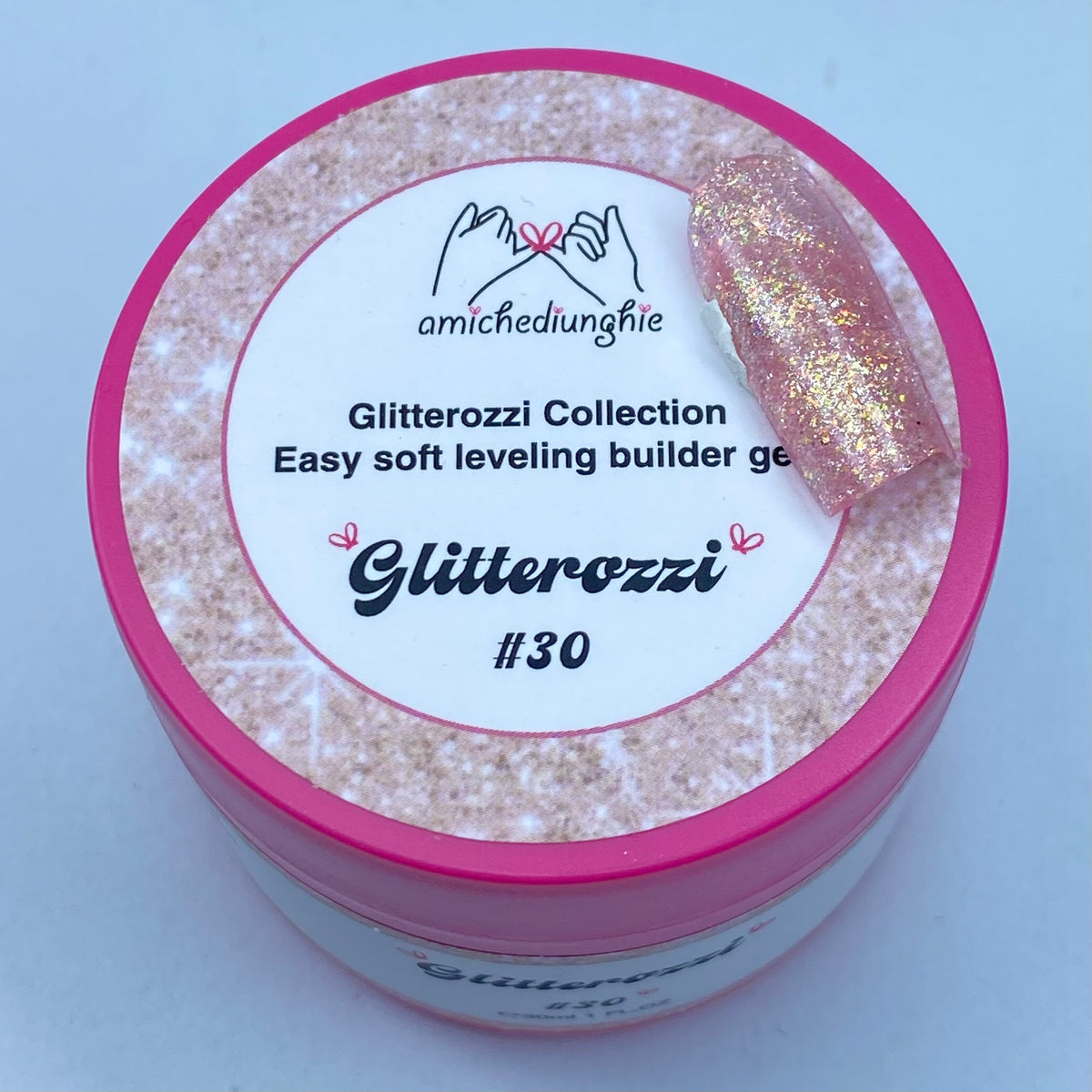 Glitterozzi #30 Builder Gel Fantasy | Gel costruttore autolivellante glitter di diverse dimensioni 30ml