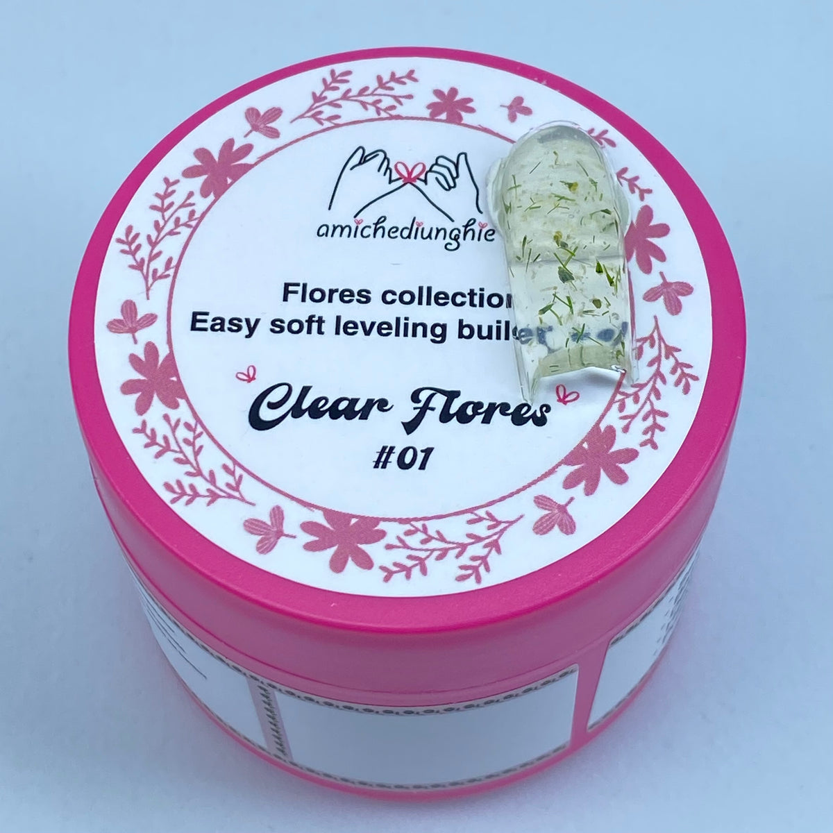 Clear Flores #01 Builder Gel Fantasy | Gel costruttore trasparente con fiori secchi 30ml