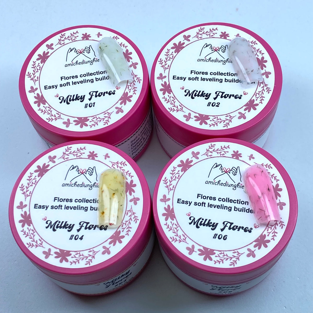 Milky Flores #01 Builder Gel Fantasy | Gel costruttore lattiginoso con fiori secchi 30ml