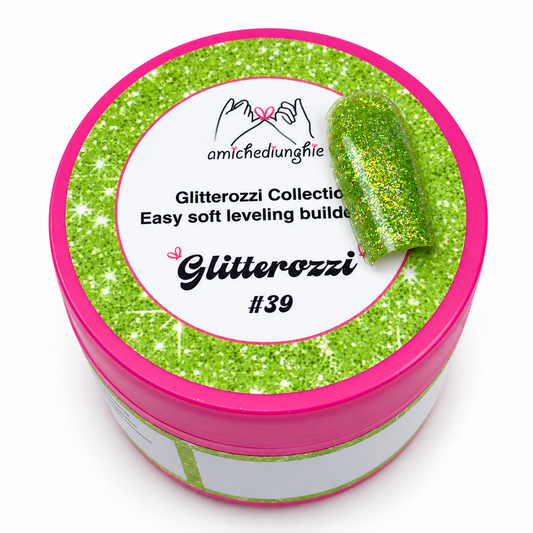 Glitterozzi #39 Builder Gel Fantasy | Gel costruttore autolivellante glitter di diverse dimensioni 30ml