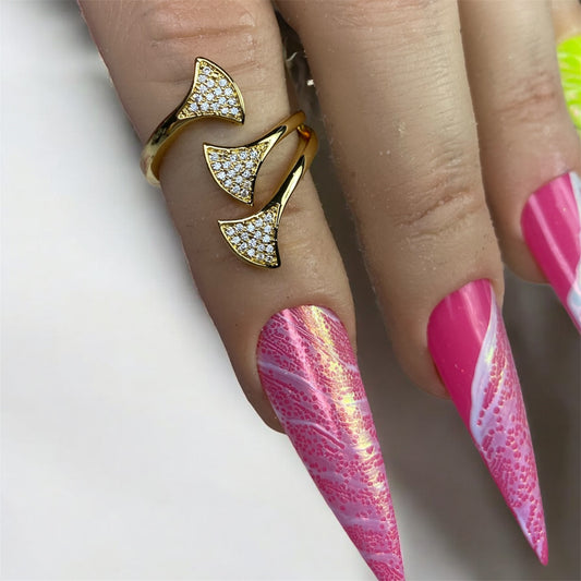 Anello tulipani in acciaio - stainless - misura 18 - fotografia nails