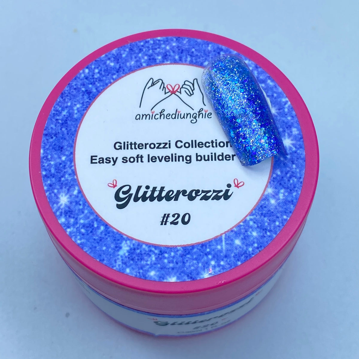 Glitterozzi #20 Builder Gel Fantasy | Gel costruttore autolivellante glitter di diverse dimensioni 30ml