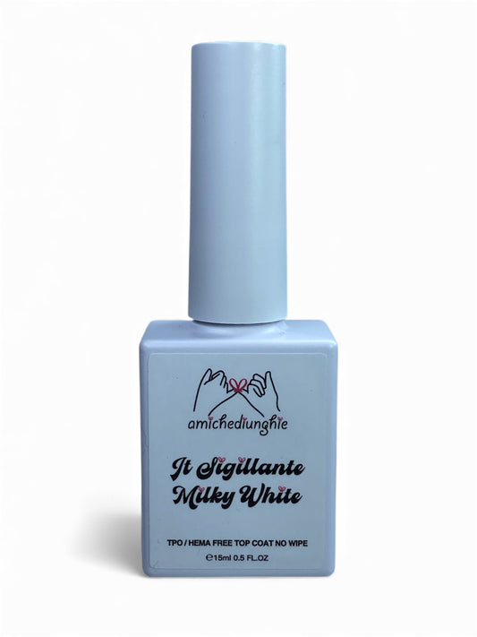 Milky White Top Coat Sigillante no wipe - uv top coat Milky White 15ml - sigillante uv lattiginoso bianco senza dispersione