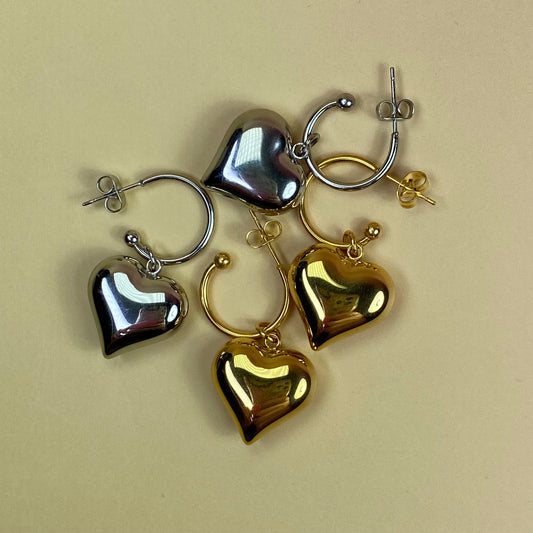 Orecchini cuore pendente- acciaio