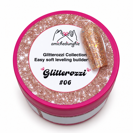 Glitterozzi #06 Builder Gel Fantasy | Gel costruttore autolivellante glitter di diverse dimensioni 30ml