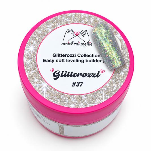 Glitterozzi #37 Builder Gel Fantasy | Gel costruttore autolivellante glitter di diverse dimensioni 30ml
