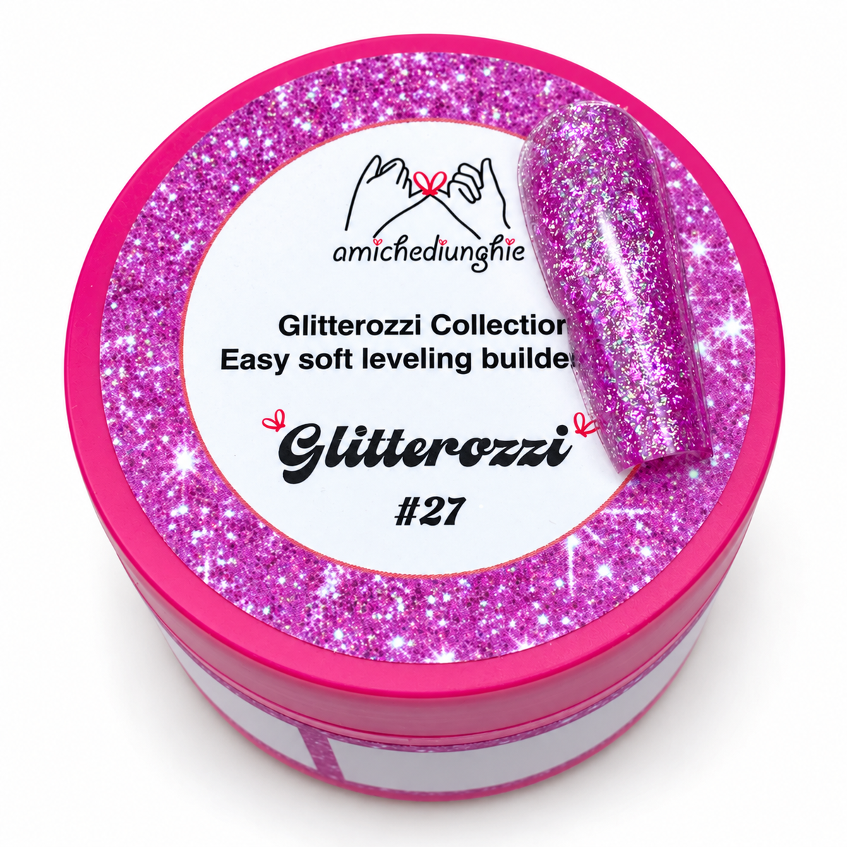 Glitterozzi #27 Builder Gel Fantasy | Gel costruttore autolivellante glitter di diverse dimensioni 30ml