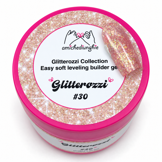 Glitterozzi #30 Builder Gel Fantasy | Gel costruttore autolivellante glitter di diverse dimensioni 30ml