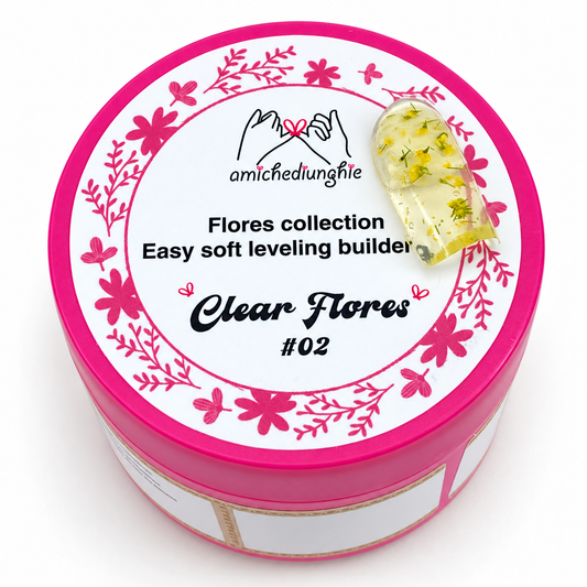 Clear Flores #02 Builder Gel Fantasy | Gel costruttore trasparente con fiori secchi 30ml