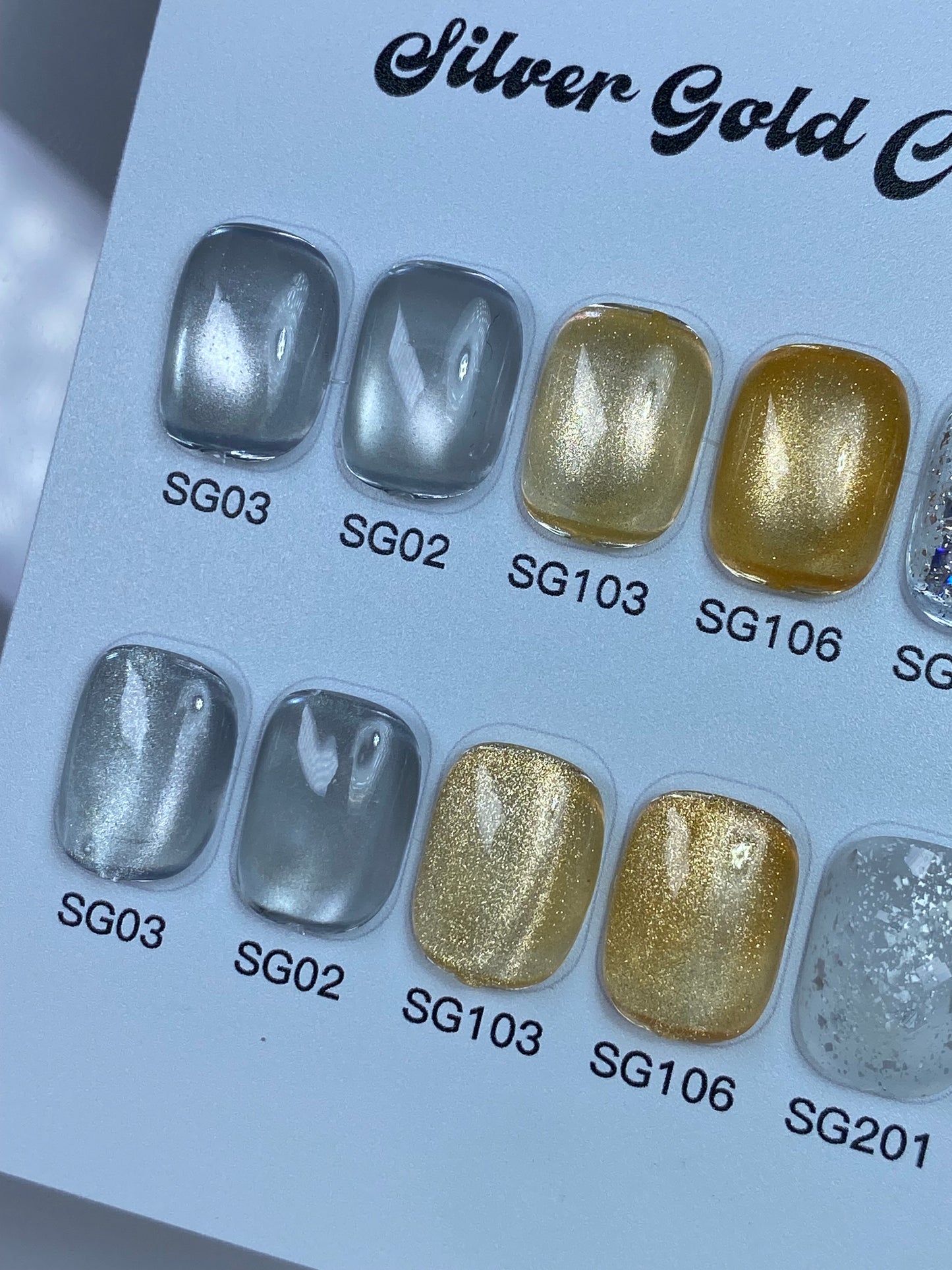 Silver & Gold cateye collection - 6pz semipermanente magnetico e glitter 15ml