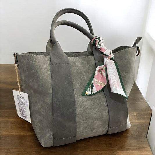 Borsa semi bauletto con manico e tracolla - simile scamosciato