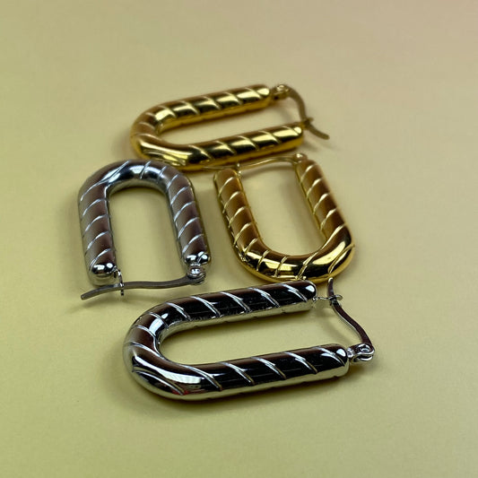 Orecchini rigati big - acciaio jewels