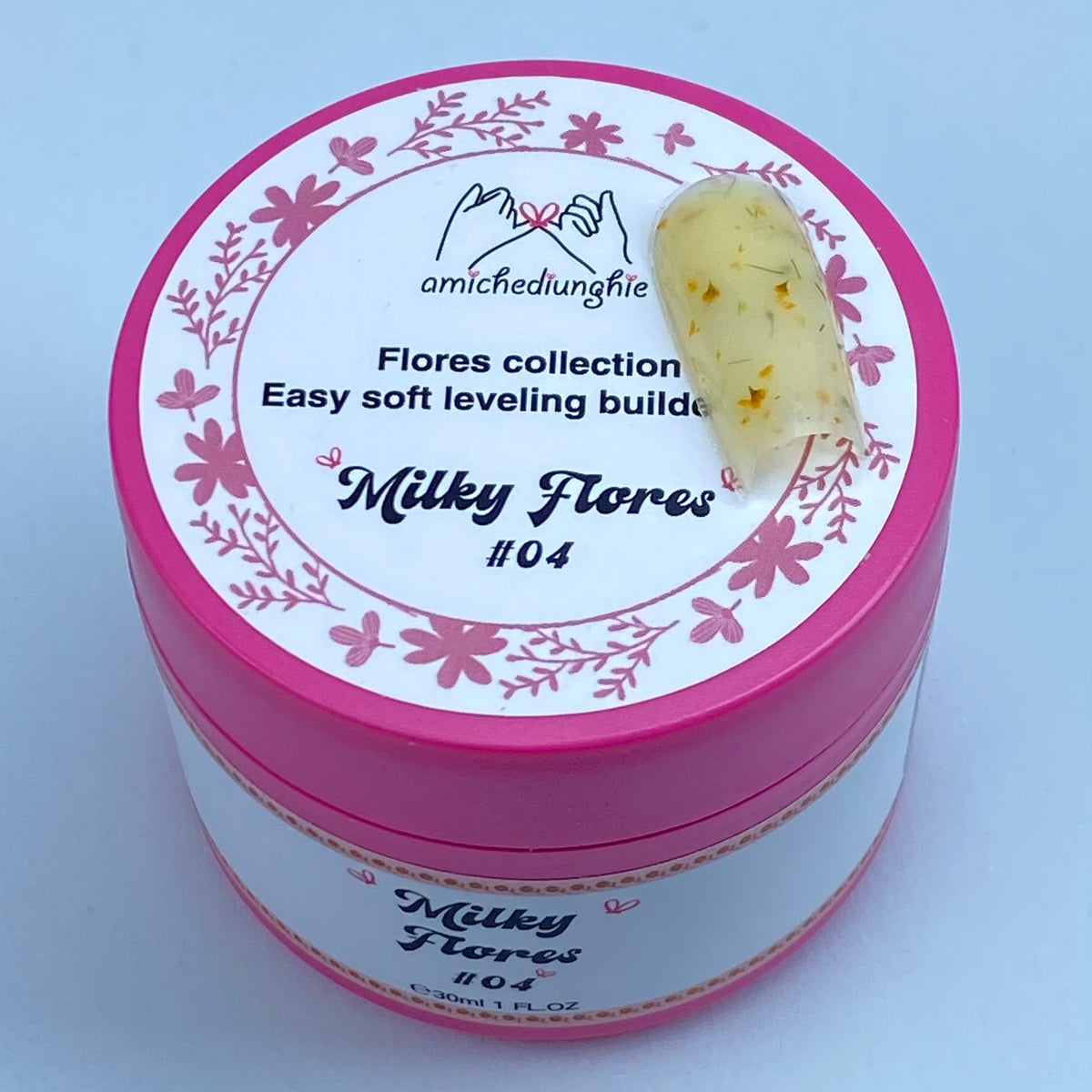 Milky Flores #04 Builder Gel Fantasy | Gel costruttore lattiginoso con fiori secchi 30ml