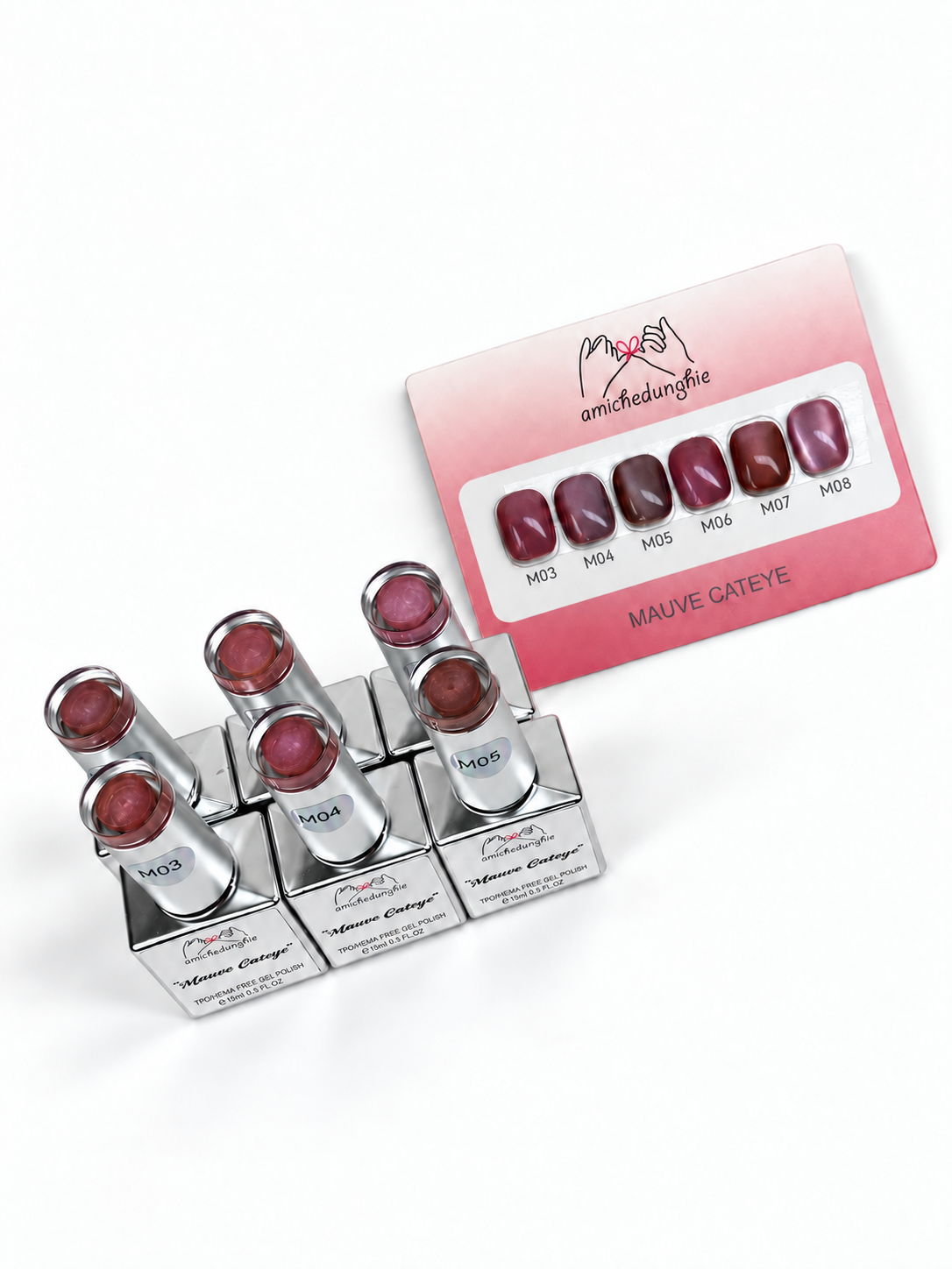 Mauve Cat Eye collection | 6 Gel Polish Cat Eye Semipermanent | 15 ml