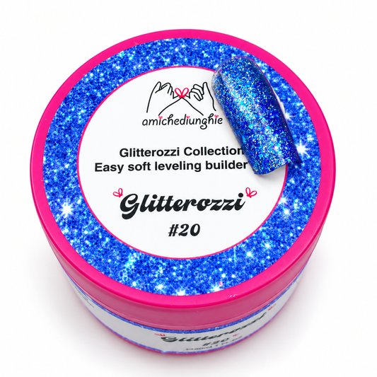 Glitterozzi #20 Builder Gel Fantasy | Gel costruttore autolivellante glitter di diverse dimensioni 30ml