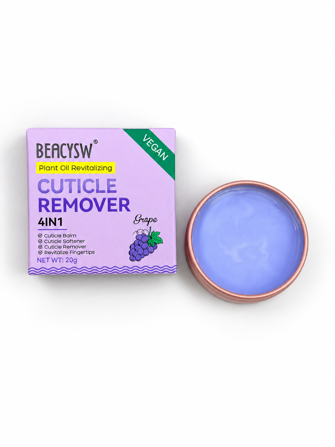 Balsamo Cuticole 4 in 1 Vegan 20 g | Cuticle Remover | Cera levigatura cuticole
