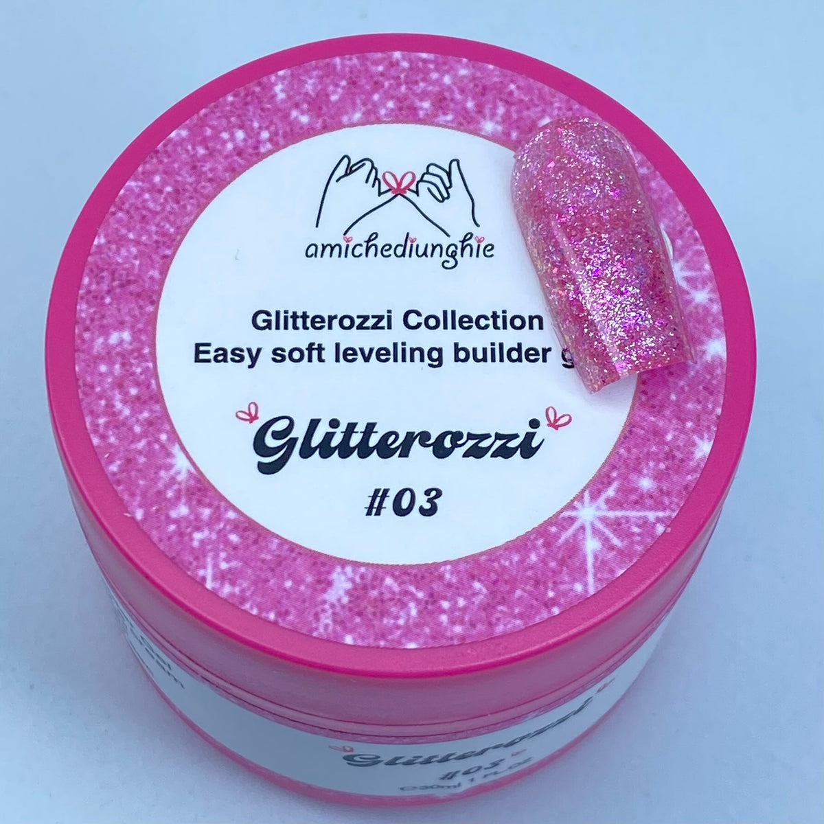 Glitterozzi #03 Builder Gel Fantasy | Gel costruttore autolivellante glitter di diverse dimensioni 30ml