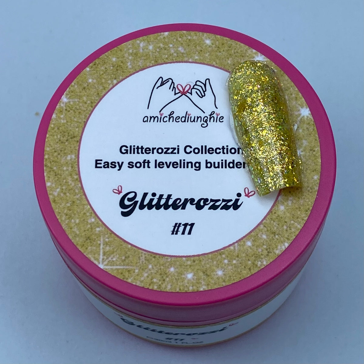 Glitterozzi #11 Builder Gel Fantasy | Gel costruttore autolivellante glitter di diverse dimensioni 30ml
