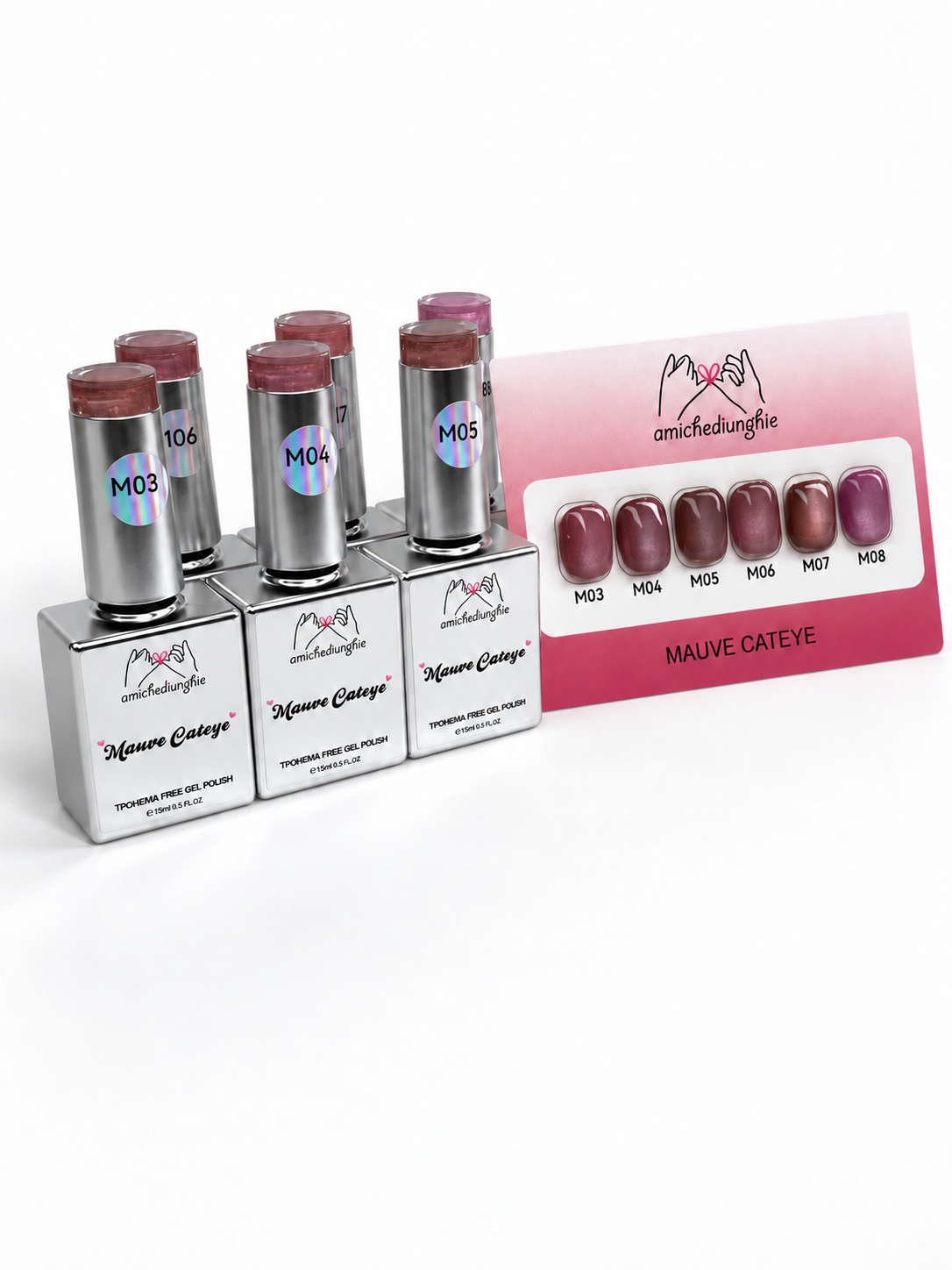 Mauve Cat Eye collection | 6 Gel Polish Cat Eye Semipermanent | 15 ml